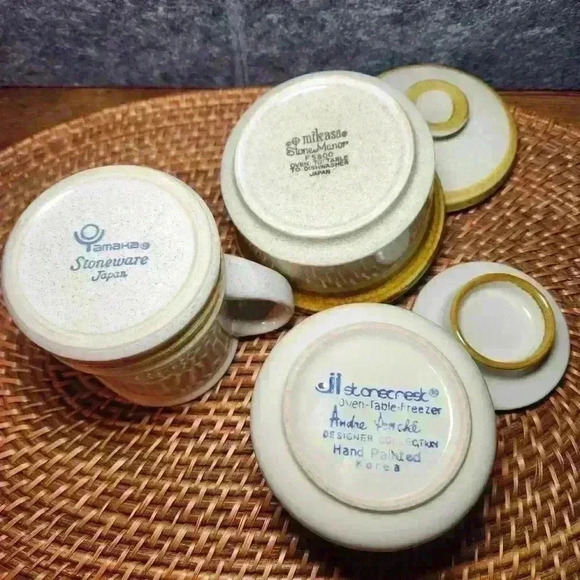 VTG YAMAKA, MIKASA, STONECREEK STONEWARE JAPAN SUGAR BOWL & CREAMER SET OF 3 - Picture 7 of 8